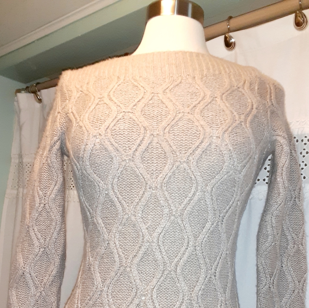 Loft S Boatneck Sweater Tan Knitted wool/rabbit hair Sweatshirt Top blou…